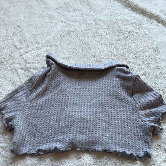 SHEIN Grey Ulta Cropped Waffle Texture Cardigan Small - Picture 4 of 5